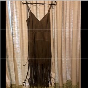Brown suede fringe dress